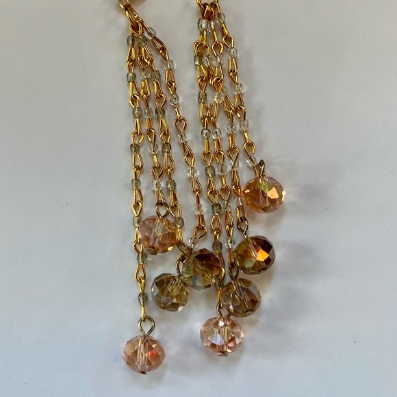 SOLD Vintage Swarovski Antique Rose, Gray, Clear Crystal Dangle Drop Earrings - Picture 7 of 16